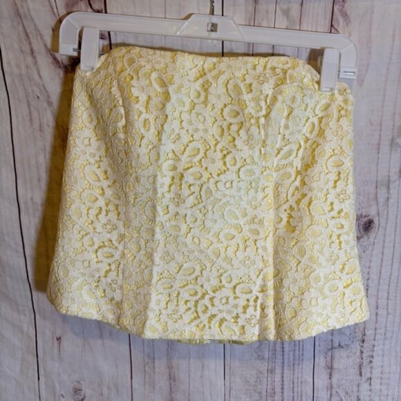 Vintage Tops - Vintage Lace Coquette David's Bridal Butter Yellow Corset sleeveless top 10